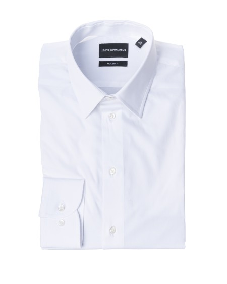 Shop EMPORIO ARMANI  Shirt: Emporio Armani cotton shirt.
Italian collar.
Long sleeves.
Modern fit.
Composition: 97% cotton 3% elastane.
Made in Albania.. I1CM5L I1C68-100